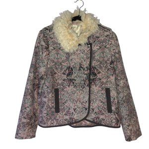Anthropologie Elevenses Multi-Colored Floral Zip-Up Jacket (Size: 8)